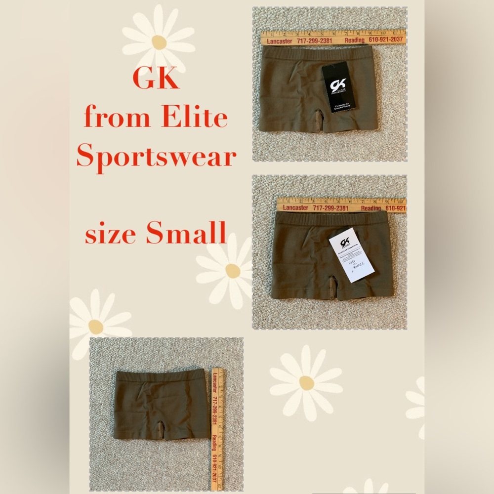 GKElite Gymnastic apparel Nylon/spandex mini workout shorts by gk size small
